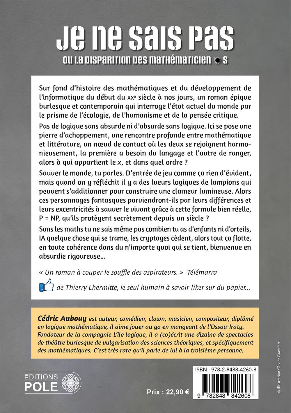 Dos du livre Je ne sais pas - ou la disparition des mathématiciens