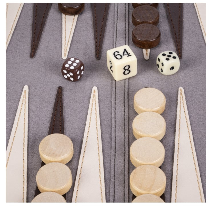 ECHECS BACKGAMMON ROULE GRIS