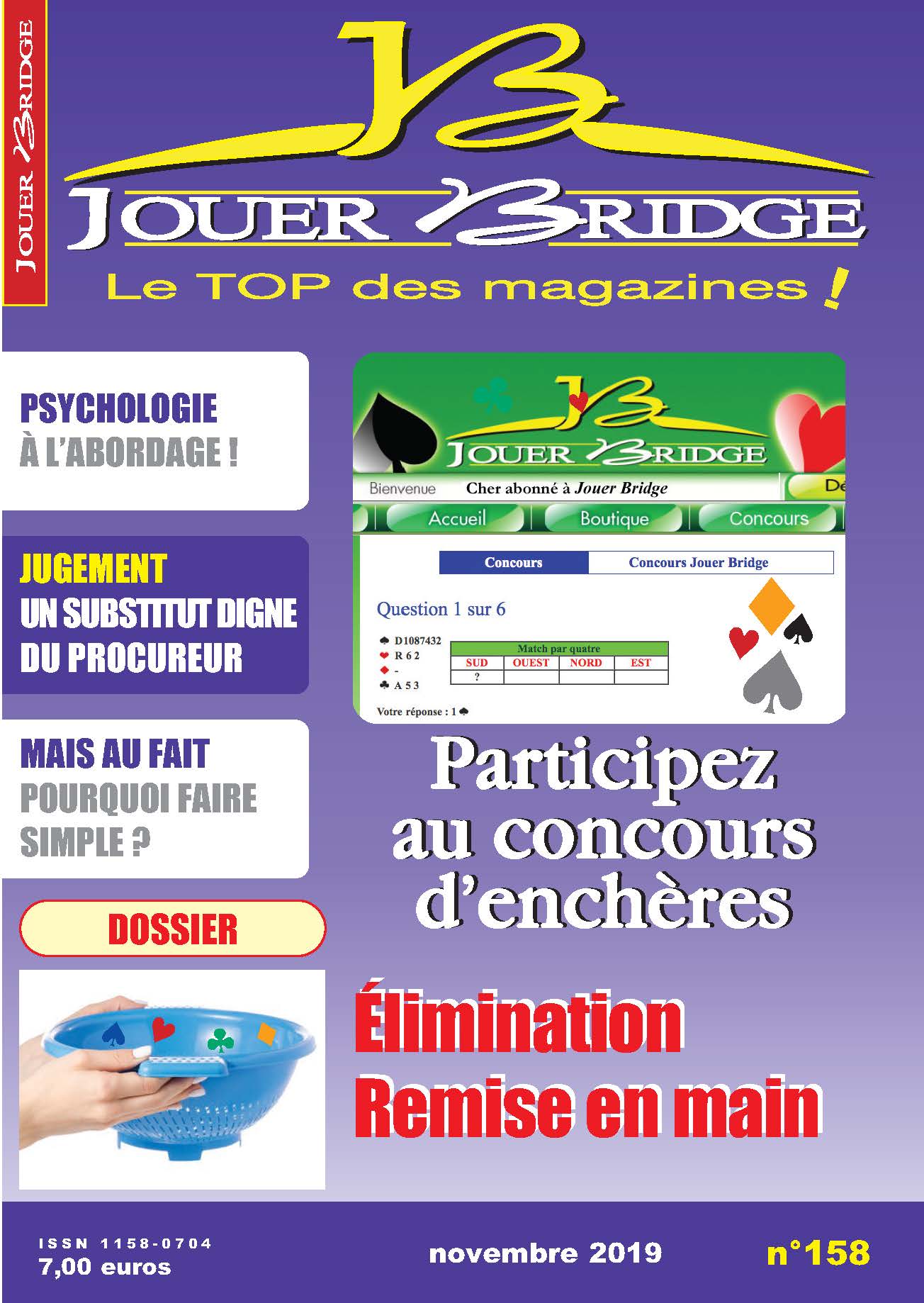 Couverture du magazine Numéro 158 Jouer Bridge - Elimination Remise en main