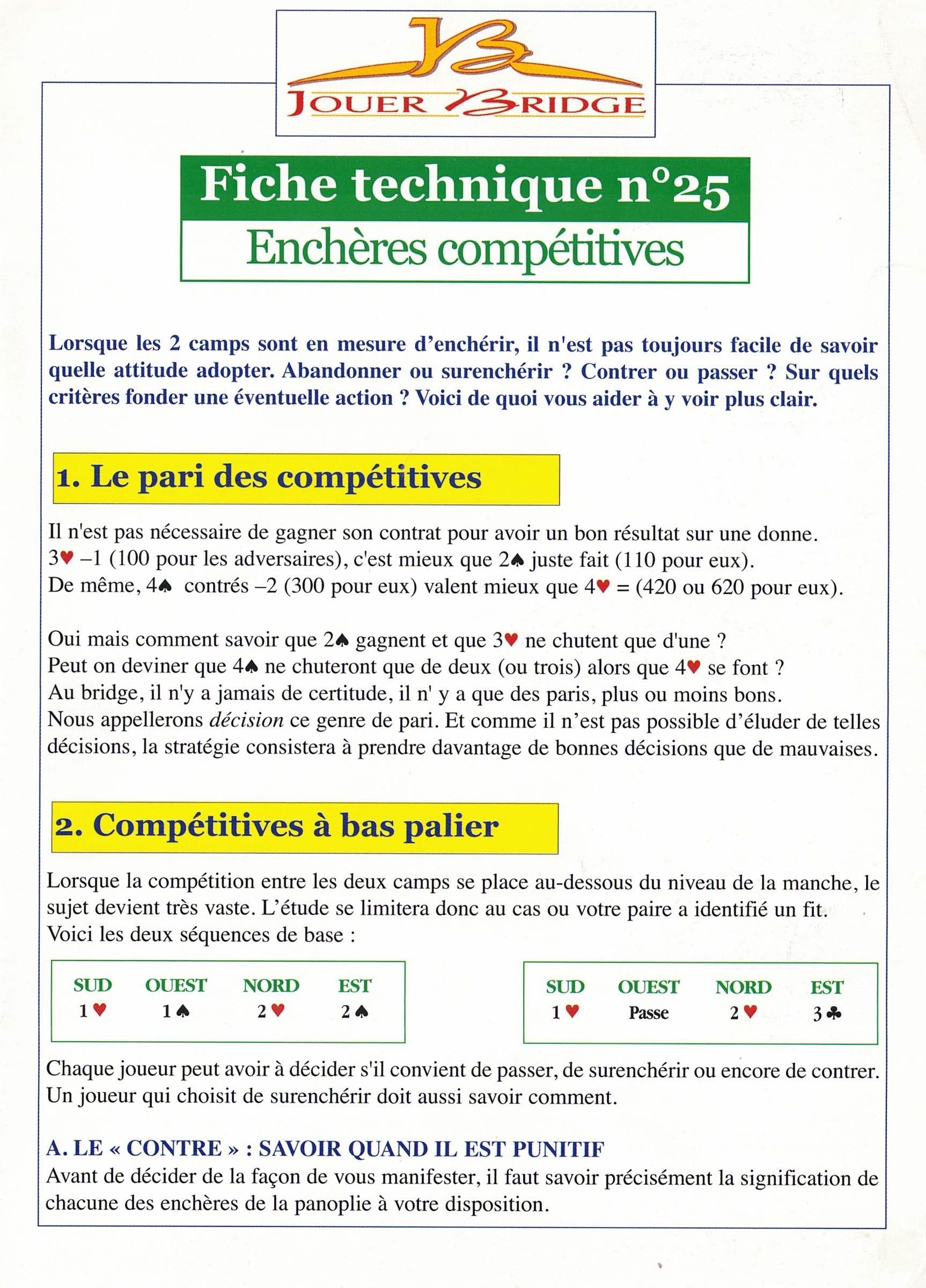 Fiche technique à l'unité