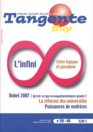 Couverture du magazine Tangente Sup 39/40 - L'infini entre logique et paradoxe