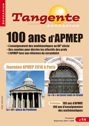 Couverture du magazine Numéro 14 Tangente éducation -  Les 100 ans de l' APMEP