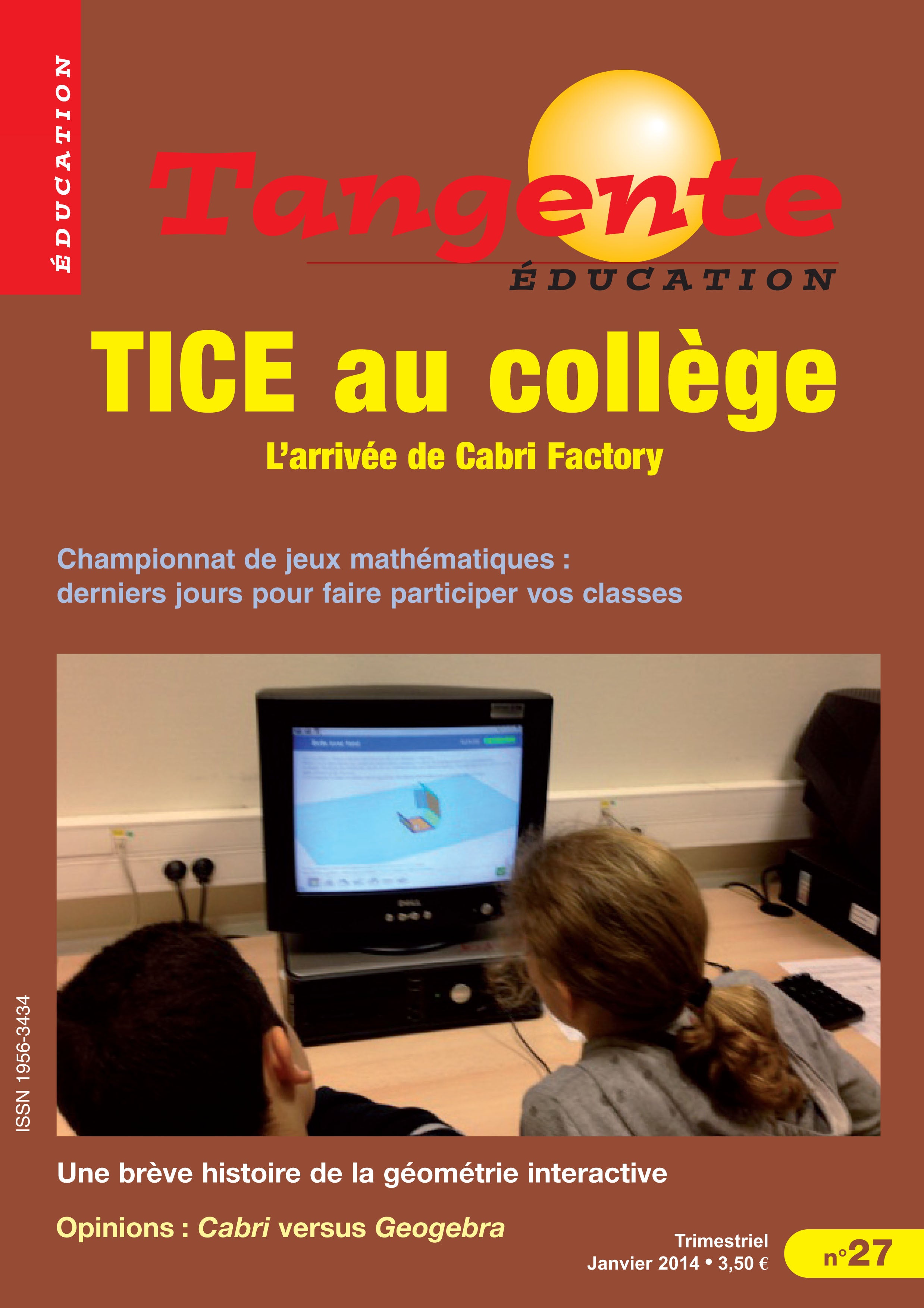 Couverture du magazine Numéro 27 Tangente éducation - TICE au collège