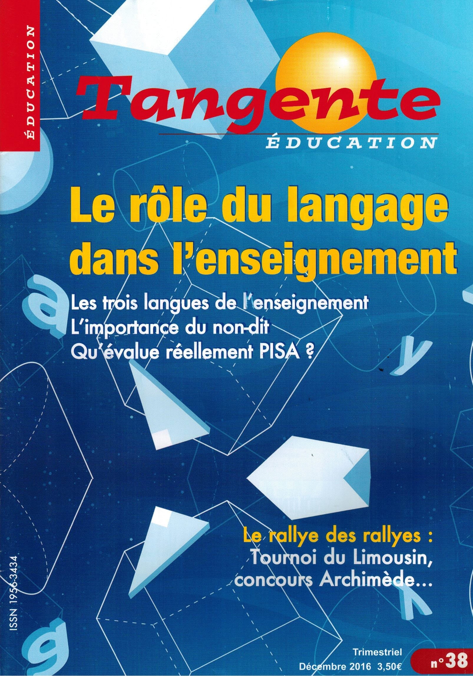 Couverture du magazine Numéro 38 Tangente éducation - Le rôle du langage dans l'enseignement
