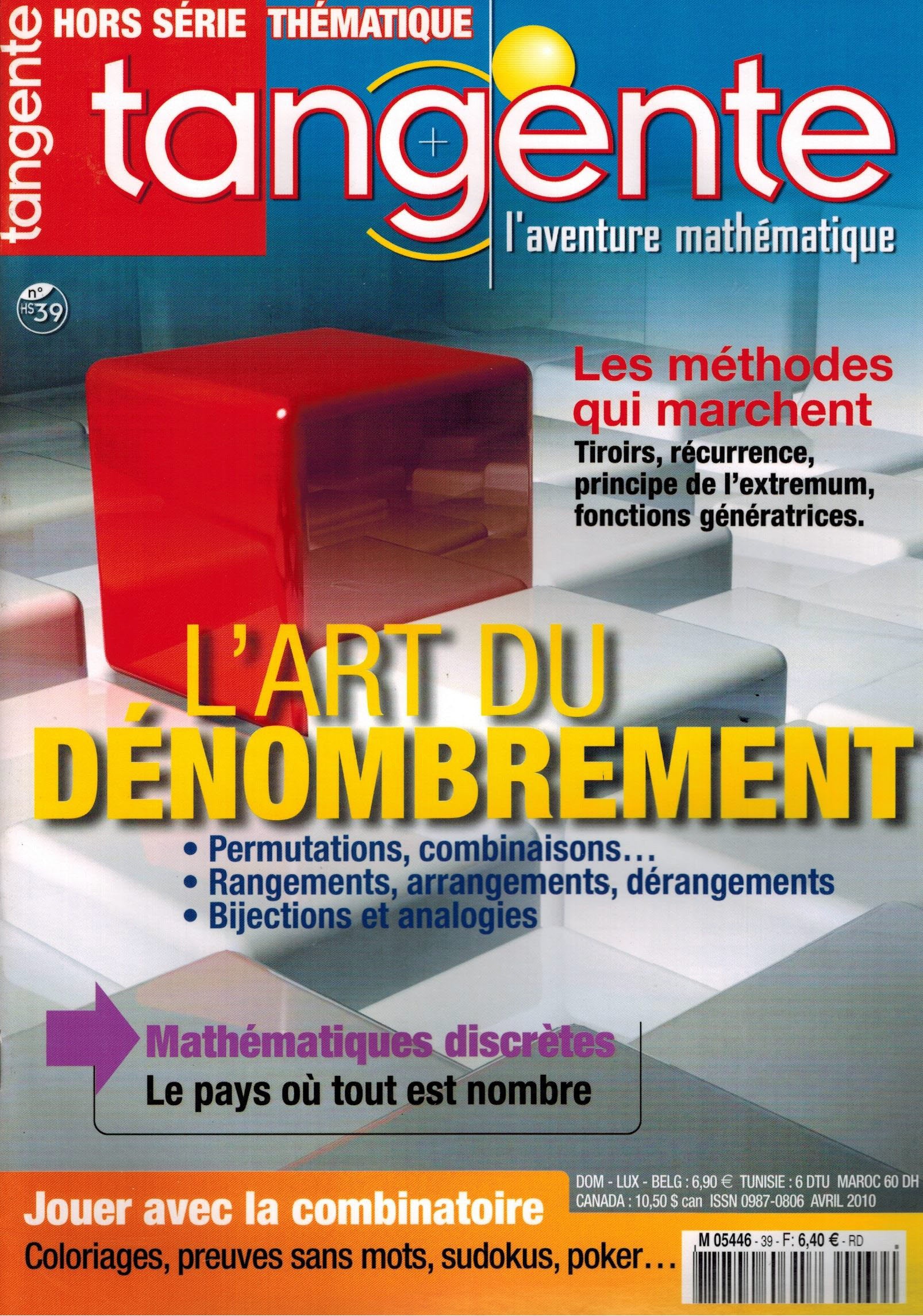 Couverture du magazine Tangente Hors-Série Thématique 39 - L'art du dénombrement
