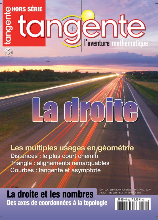 Couverture du magazine Tangente Hors-Série Thématique 59 - La droite