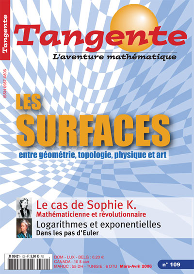 Couverture du magazine Numéro 109 Tangente magazine - Les surfaces