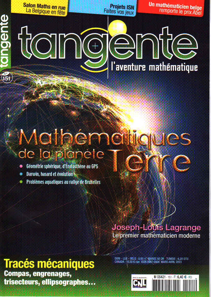 Couverture du magazine Numéro 151 Tangente magazine -  Mathématiques de la planète Terre