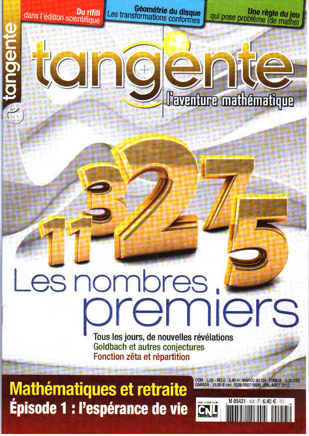 Couverture du magazine Numéro 153 Tangente magazine -  Les nombres premiers