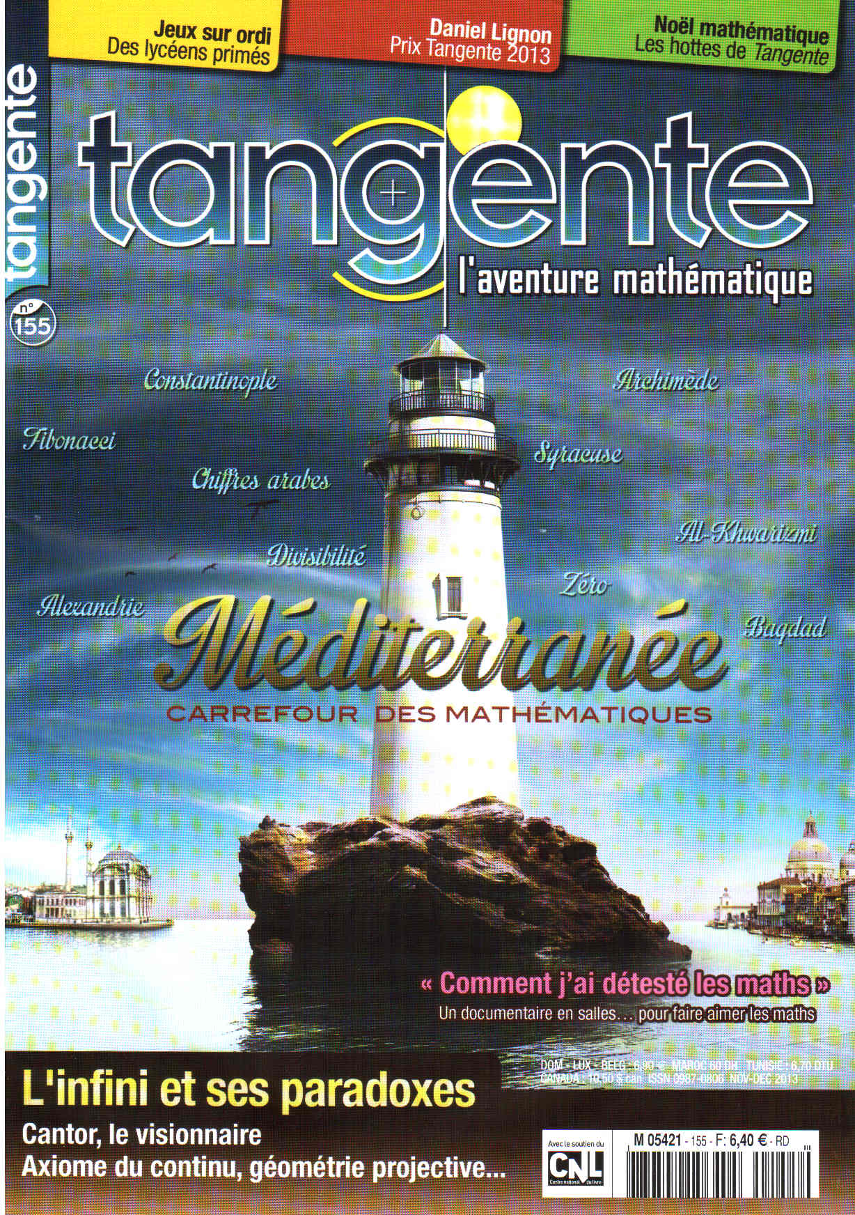 Couverture du magazine Numéro 155 Tangente magazine -  Méditerranée carrefour des mathématiques
