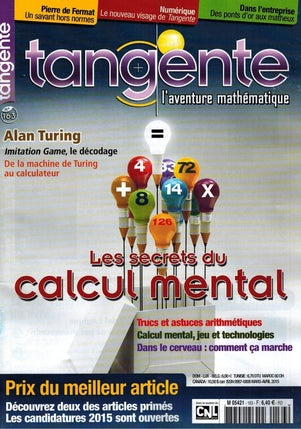 Couverture du magazine Numéro 163 Tangente magazine - Les secrets du calcul mental