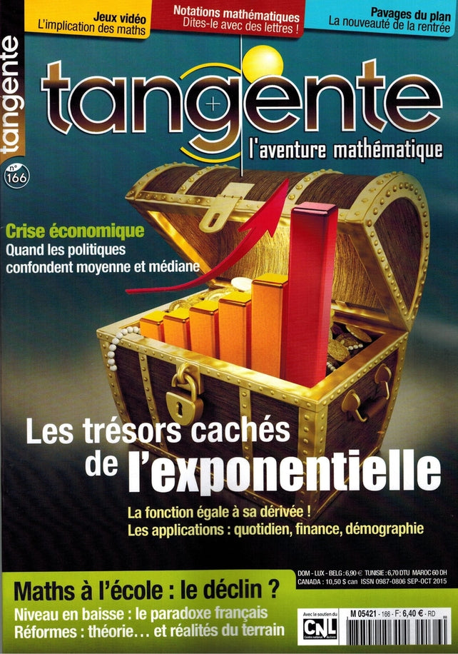 Couverture du magazine Numéro 166 Tangente magazine - Les trésors cachés de l'exponentielle