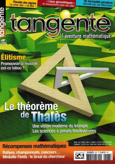 Couverture du magazine Numéro 167 Tangente magazine - Le théorème de thales
