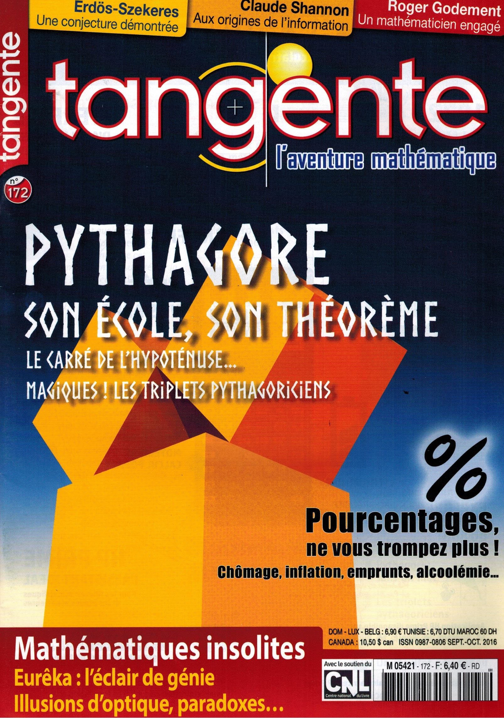 Couverture du magazine Numéro 172 Tangente magazine - Le théorème de Pythagore