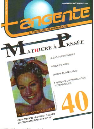 Couverture du magazine Numéro 40 Tangente magazine - Mathières à pensée