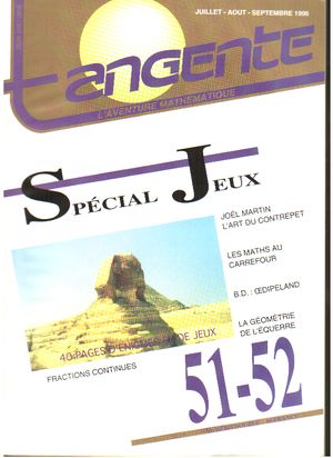 Couverture du magazine Numéro 51/52 Tangente magazine - Spécial Jeux