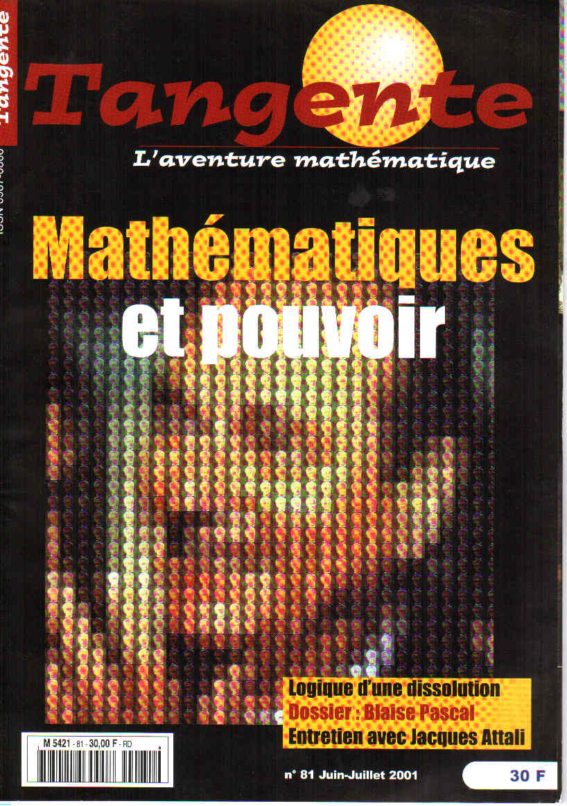 Couverture du magazine Numéro 81 Tangente magazine - Mathématiques et pouvoir