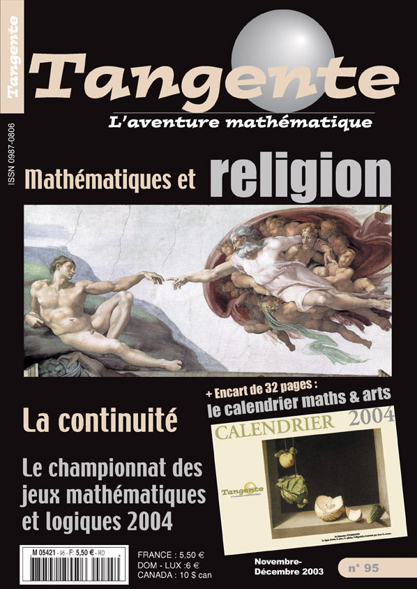 Couverture du magazine Numéro 95 Tangente magazine - Mathématiques et religion
